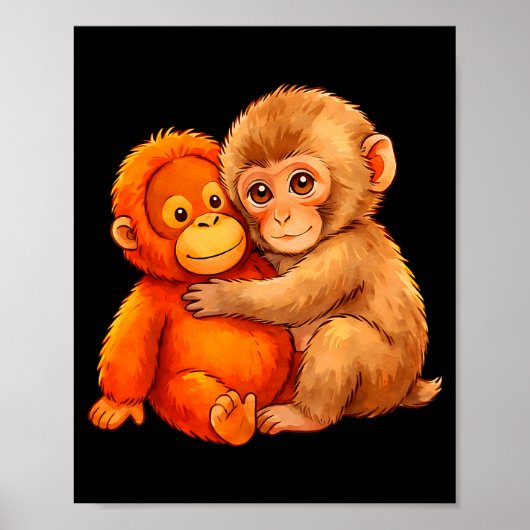 Stomp aap cute baby grappig dier poster (Voorkant)