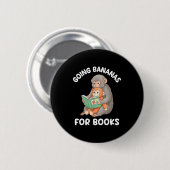 Stomp aap met boek grappig nationaal lezen ronde button 5,7 cm (Voorkant /achterkant)