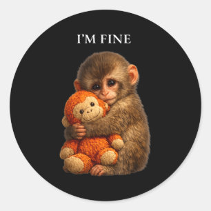 Stomp aap schattige baby grappig dier  ronde sticker