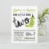 Stomp and Chomp Dinosaur Invitation Dino Invite Kaart (Staand voorkant)