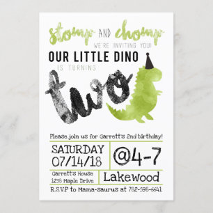 Stomp and Chomp Dinosaur Invitation Dino Invite Kaart