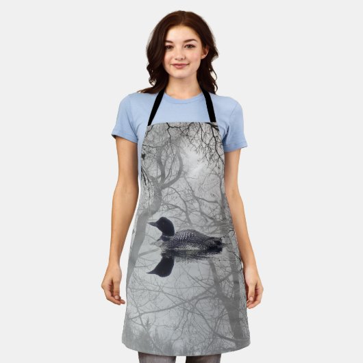 Stomp bomen zwart en wit op een Schort van een mee (Gedragen)