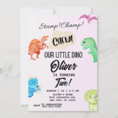 STOMP CHOMP and CHEW Dinosaur Birthday Invitation Kaart (Voorkant)