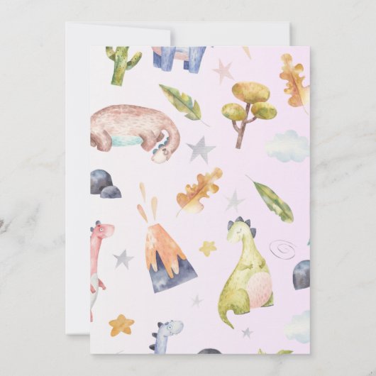 STOMP CHOMP and CHEW Dinosaur Birthday Invitation Kaart (Achterkant)