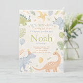 Stomp Chomp And Chew Dinosaur Invitation Editable Kaart (Staand voorkant)