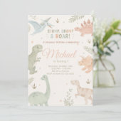 Stomp Chomp And Roar Dinosaur Invitation Editable Kaart (Staand voorkant)