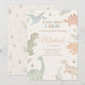 Stomp Chomp And Roar Dinosaur Invitation Editable Kaart (Voorkant / Achterkant)