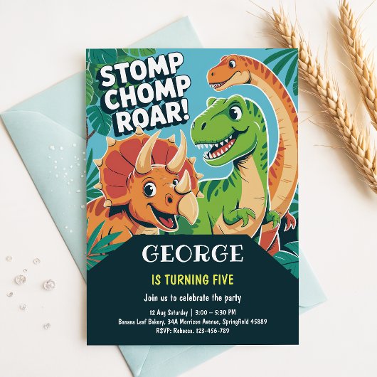 Stomp Chomp Brul | Leuke Schattige Dinosaurussen 5 Kaart