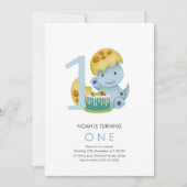 Stomp chomp Dinosaur OLIVER 1e verjaardag Kaart (Voorkant)