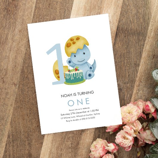 Stomp chomp Dinosaur OLIVER 1e verjaardag Kaart