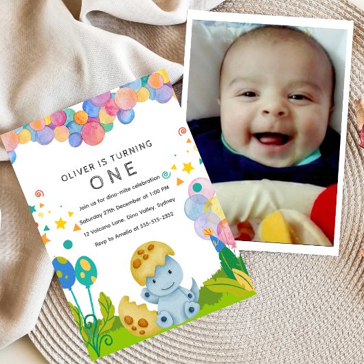 Stomp chomp Dinosaurus 1e verjaardag Kaart