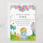 Stomp chomp Dinosaurus 1e verjaardag Kaart (Voorkant)