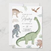 Stomp, Chomp en Brul! Dinosauriërs verjaardag Kaart (Voorkant)