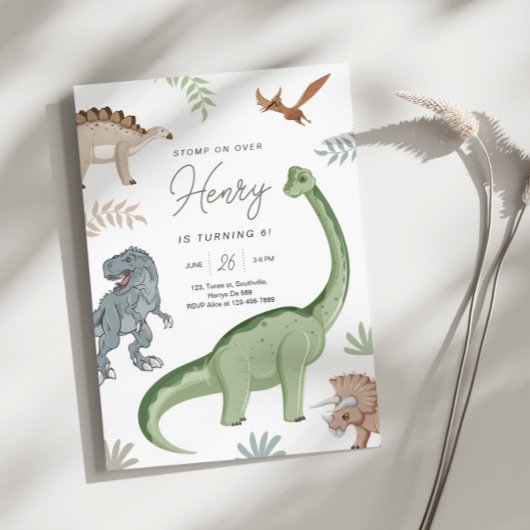 Stomp, Chomp en Brul! Dinosauriërs verjaardag Kaart