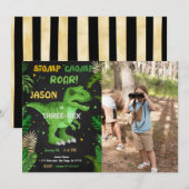 STOMP CHOMP EN BRULLEN! De Dinosaurus Verjaardag F Kaart (Voorkant / Achterkant)