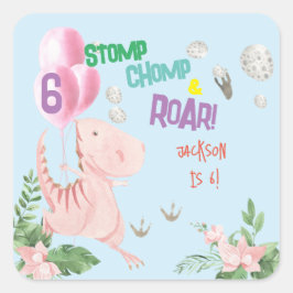 Stomp chomp en brullen Dino kinderen verjaardag Vierkante Sticker