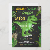 STOMP CHOMP EN BRULLEN! Zijn Dinosaurus Verjaardag Kaart (Voorkant)