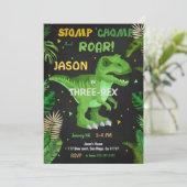 STOMP CHOMP EN BRULLEN! Zijn Dinosaurus Verjaardag Kaart (Staand voorkant)