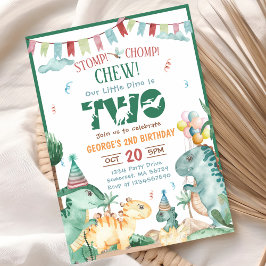 STOMP CHOMP EN KAUW Dinosaurus 2e verjaardag Kaart