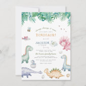 Stomp, Chomp en Roar Dinosaur Boys Birthday Party Kaart (Voorkant)