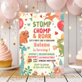 Stomp Chomp en Roar Dinosaur verjaardagsfeestje Kaart