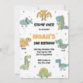 Stomp, Chomp en Roar. Dinosaurs Birthday Party Kaart (Voorkant)
