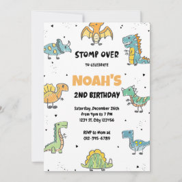 Stomp, Chomp en Roar. Dinosaurs Birthday Party Kaart