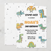 Stomp, Chomp en Roar. Dinosaurs Birthday Party Kaart (Voorkant / Achterkant)