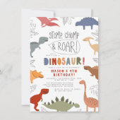 Stomp, Chomp en Roar. Dinosaurs Birthday Party Kaart (Voorkant)