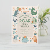 Stomp, Chomp en Roar Dinosaurus Kind jarig Kaart (Staand voorkant)