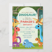 Stomp, Chomp en Roar! Dinosaurus Verjaardagsfeest Kaart (Voorkant)