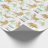 Stomp, Chomp en Roar. Elegant golden Dinosaur Cadeaupapier (Hoek)