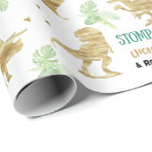 Stomp, Chomp en Roar. Elegant golden Dinosaur Cadeaupapier (Rol Hoek)