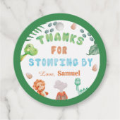 Stomp, Chomp en twee Waterverf Dinosaurus Verjaard Bedankjes Labels (Voorkant)