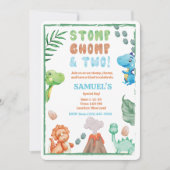 Stomp, Chomp en twee Waterverf Dinosaurus Verjaard Kaart (Voorkant)