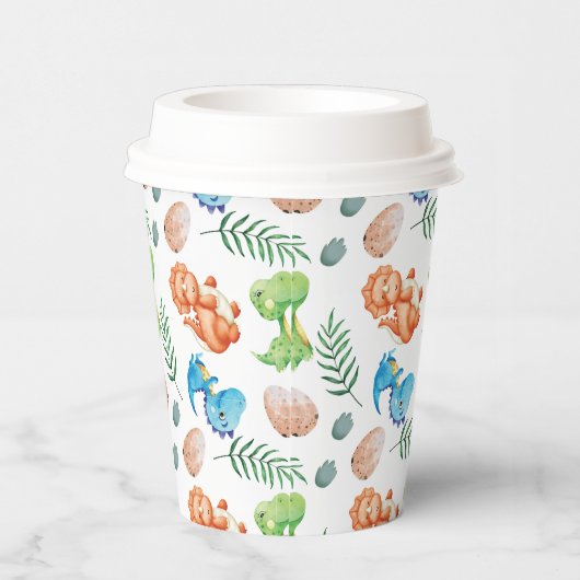 Stomp, Chomp en twee Waterverf Dinosaurus Verjaard Papieren Bekers (Rechts)