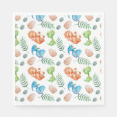 Stomp, Chomp en twee Waterverf Dinosaurus Verjaard Servet (Voorkant)