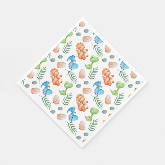 Stomp, Chomp en twee Waterverf Dinosaurus Verjaard Servet (Hoek)