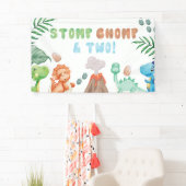 Stomp, Chomp en twee Waterverf Dinosaurus Verjaard Spandoek (Insitu)