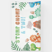 Stomp, Chomp en twee Waterverf Dinosaurus Verjaard Spandoek (Verticaal)