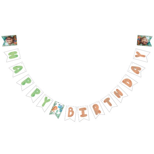 Stomp, Chomp en twee Waterverf Dinosaurus Verjaard Vlaggetjes (Alle)