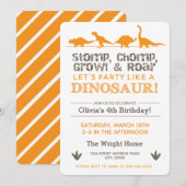 Stomp Chomp Growl and Roar Dinosaur Birthday Kaart (Voorkant / Achterkant)