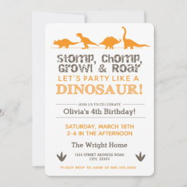 Stomp Chomp Growl and Roar Dinosaur Birthday Kaart