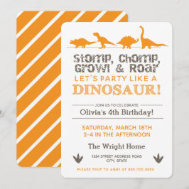 Stomp Chomp Growl and Roar Dinosaur Birthday Kaart