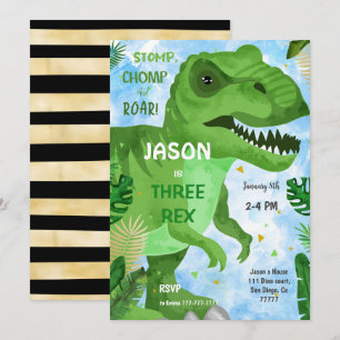 STOMP CHOMP haar dinosaurus verjaardagsfeestje Kaart