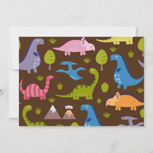 Stomp, Chomp & Rawer Fun Dinosaur Kids Verjaardag Kaart (Achterkant)