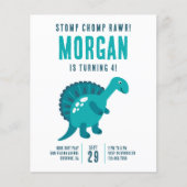 Stomp Chomp Rawr Dinosaur Birthday Party Invite Flyer (Voorkant)