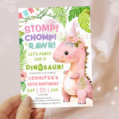 Stomp Chomp Rawr! Dinosaurus 10e verjaardag meisje Kaart