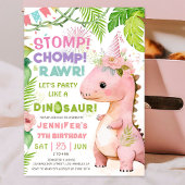 Stomp Chomp Rawr! Dinosaurus 7e verjaardag meisje  Kaart