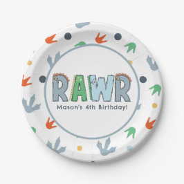 Stomp Chomp Rawr Dinosaurus Verjaardag Papieren Bordje